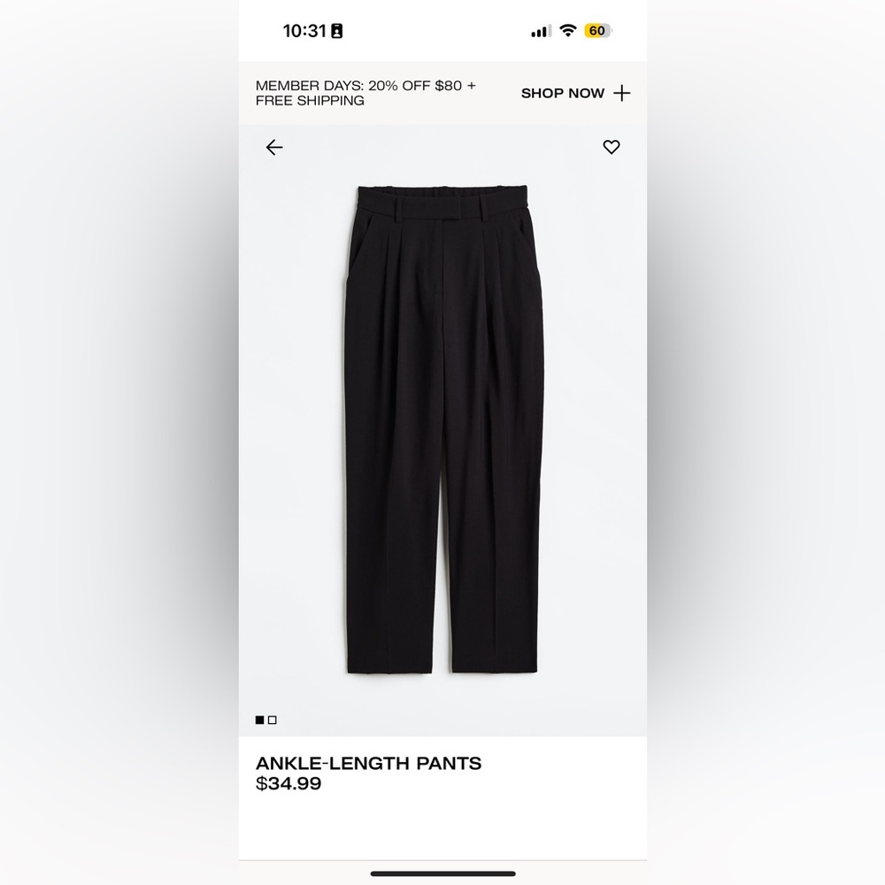 H&M Ankle Pants Size 4 NWT